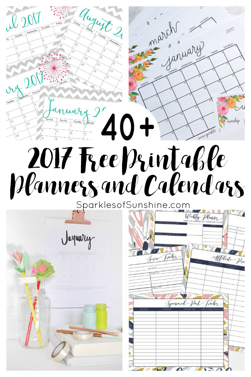 Free Printable 2017 Monthly Calendar and Weekly Planner