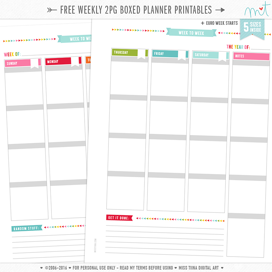 FREE PLANNER PRINTABLES