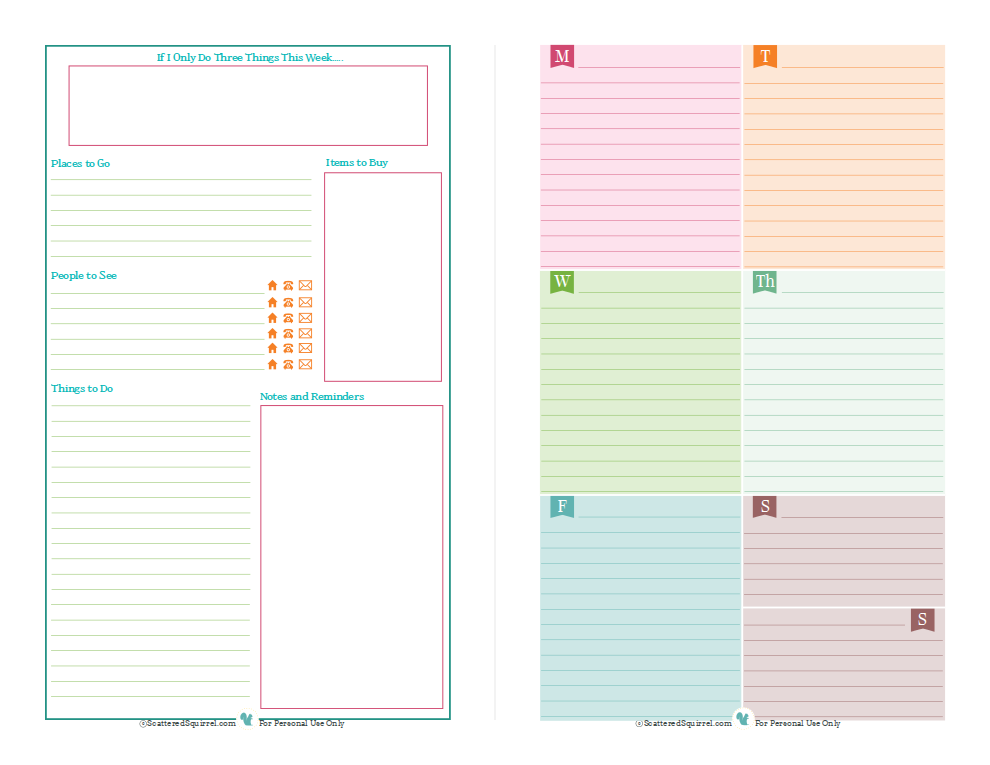 Half Size Planner Printables Scattered Squirrel