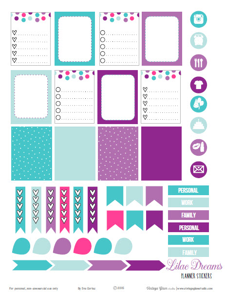 Lilac Dreams Planner Stickers Free Printable Download Vintage 