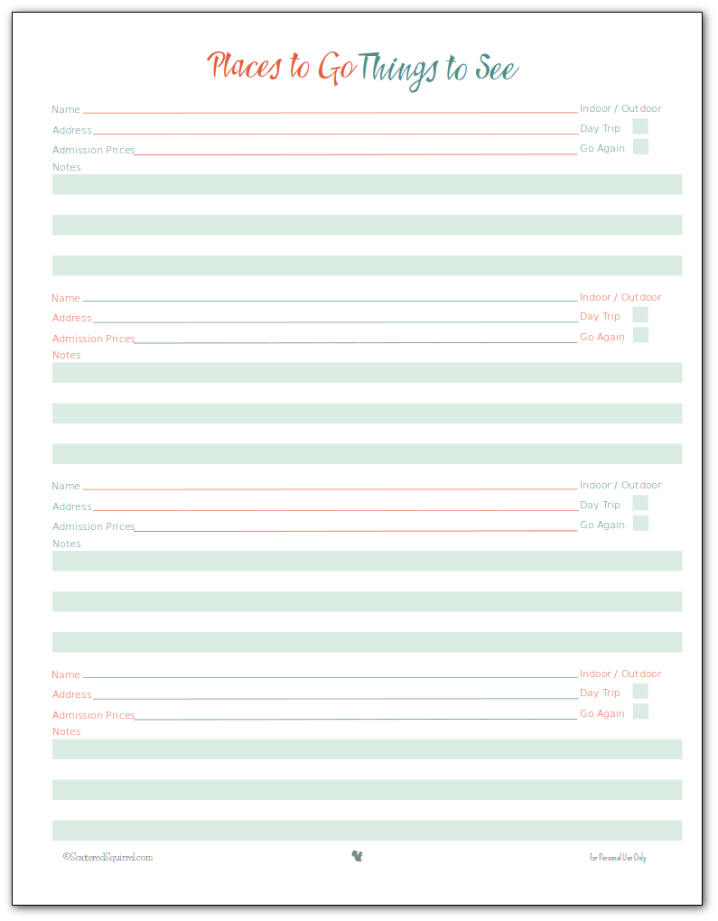 Vacation Planning Printable Pack Organizing Homelife