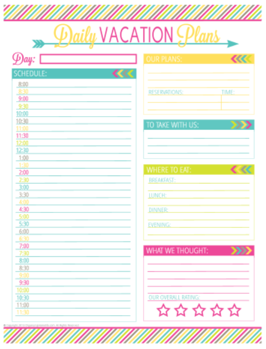 Vacation Planner Printables