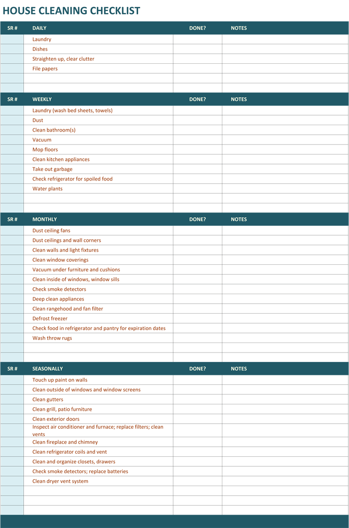Professional House Cleaning Checklist 2 | cleaning checklist1 
