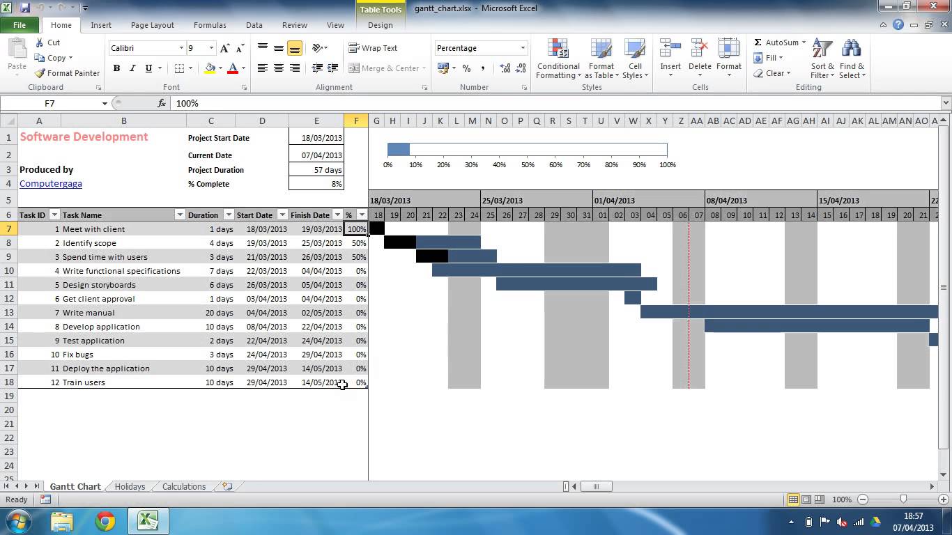 Free Gantt Chart Excel Template