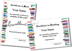 Printable Reading Achievement Award Certificate Children's 