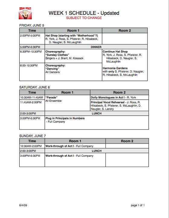 Rehearsal Schedule Template – 10+ Free Word, Excel, PDF Format 