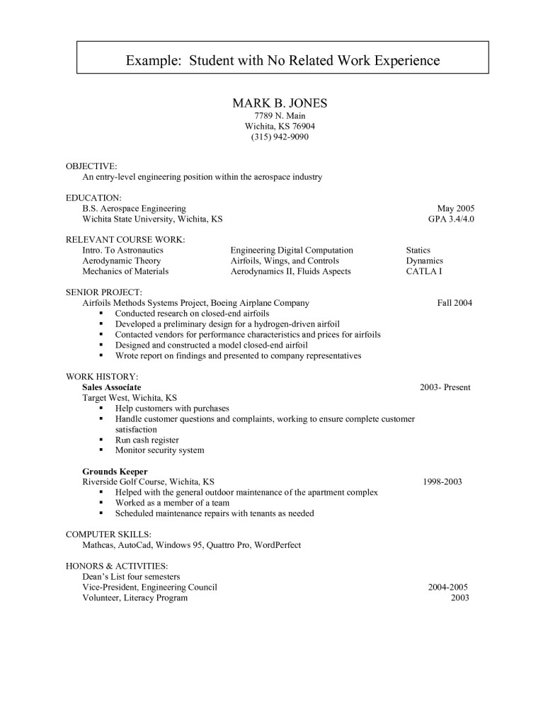 Resume Sample For High School Students With No Experience http 