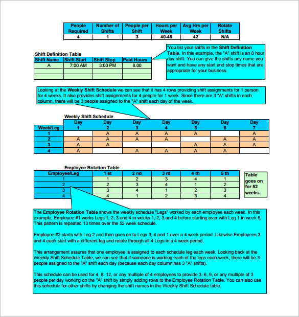 Shift Schedule Template – 8+ Free Word, Excel, PDF Format Download 