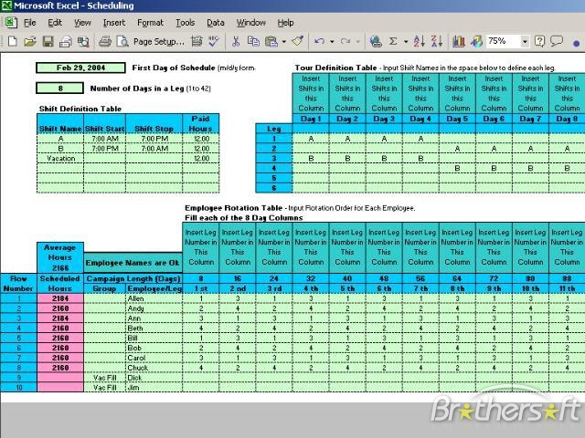 Free Work Schedule Templates for Word and Excel