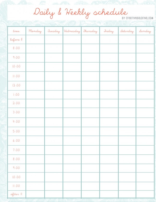 Free Weekly Schedule Templates for Word 18 templates