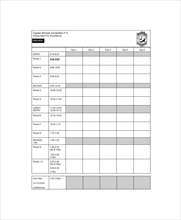 Printable Weekly Student Planners