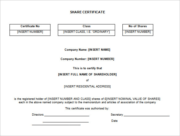 Share Stock Certificate Template – 21+ Free Word, PDF Format 