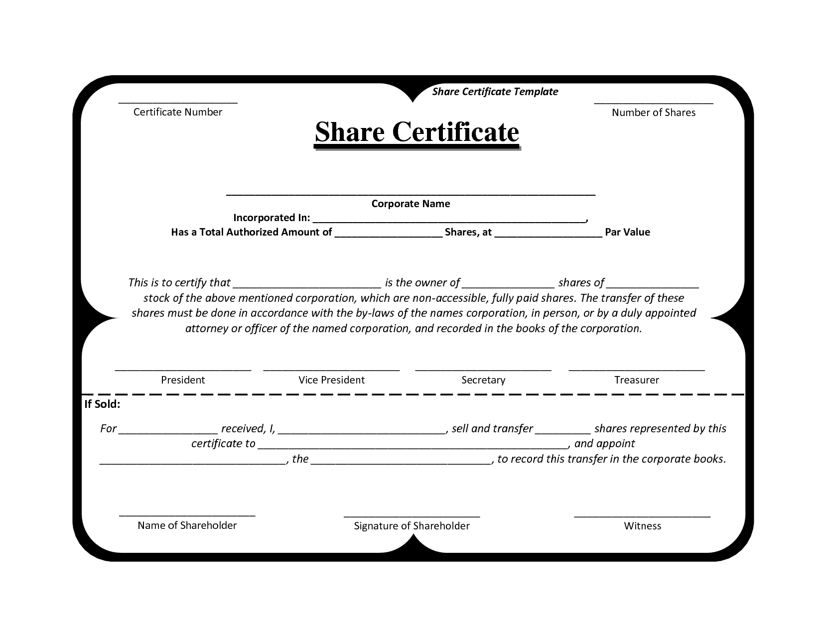 Shareholding Certificate Template | Best and Various Templates Ideas