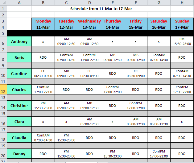 ABC Roster A free software application for employee shift scheduling