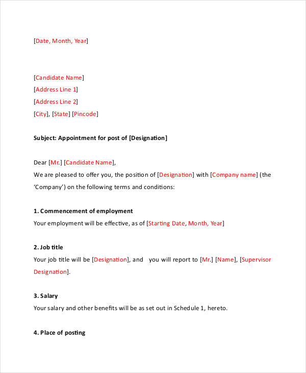 Appointment Letter 7+ Free Word, PDF Documents Download | Free 