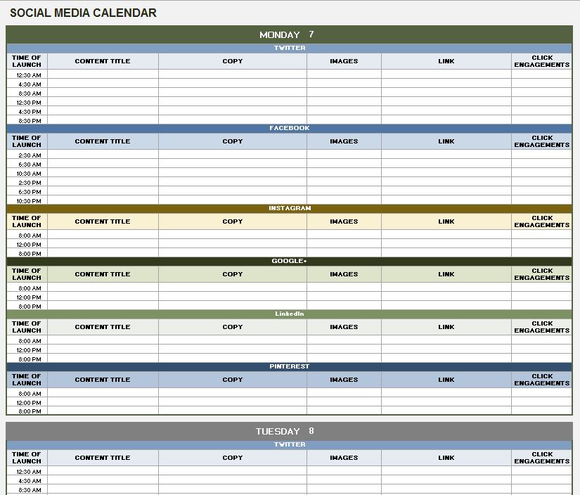 12 Free Social Media Templates Smartsheet