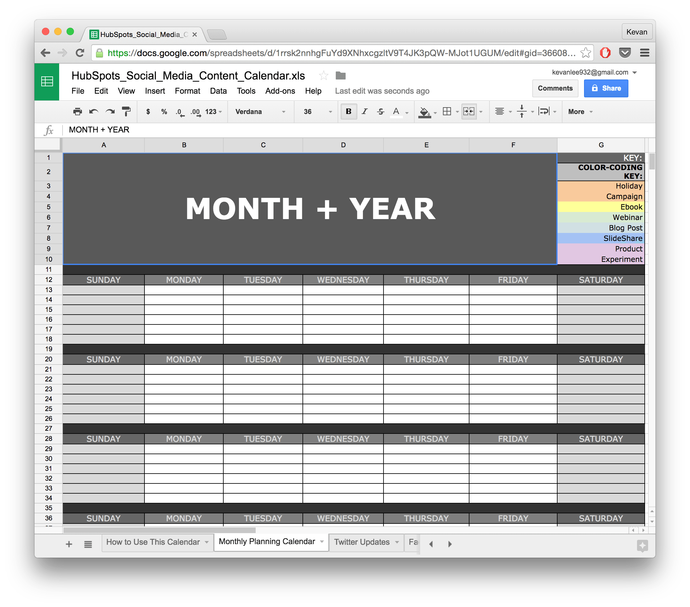 social media content calendar template google docs