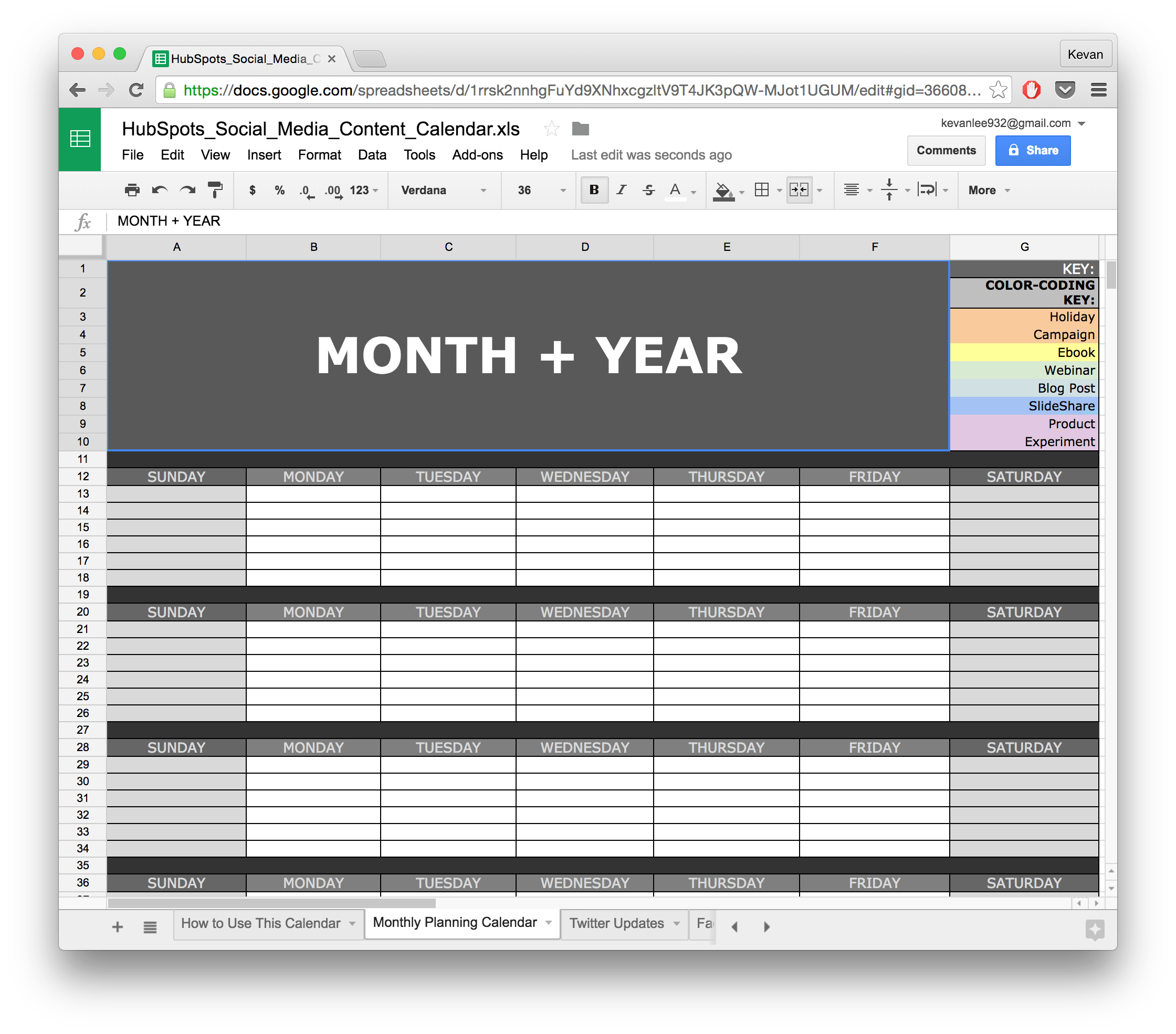  Social Media Calendar Template Google Docs Planner Template Free