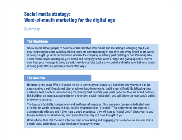 Social Media Strategy Template 8 Free PDF Documents Download 