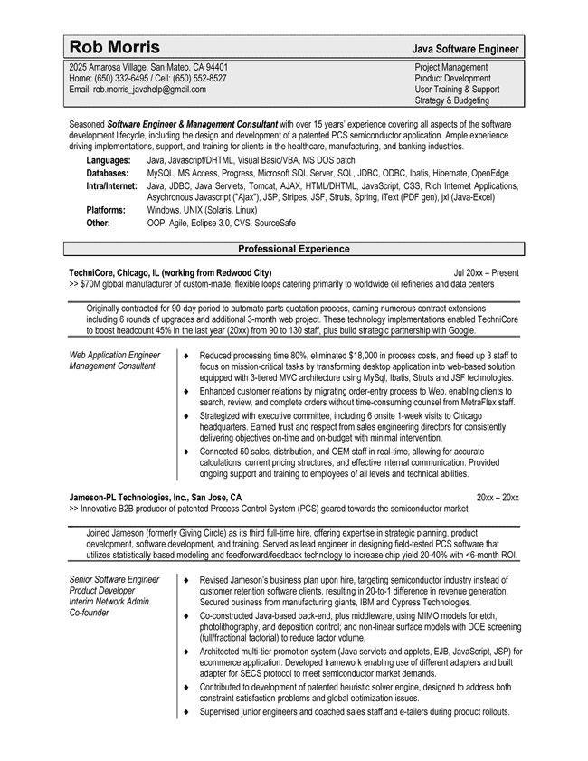 Resume Examples. software engineer resume template senior 
