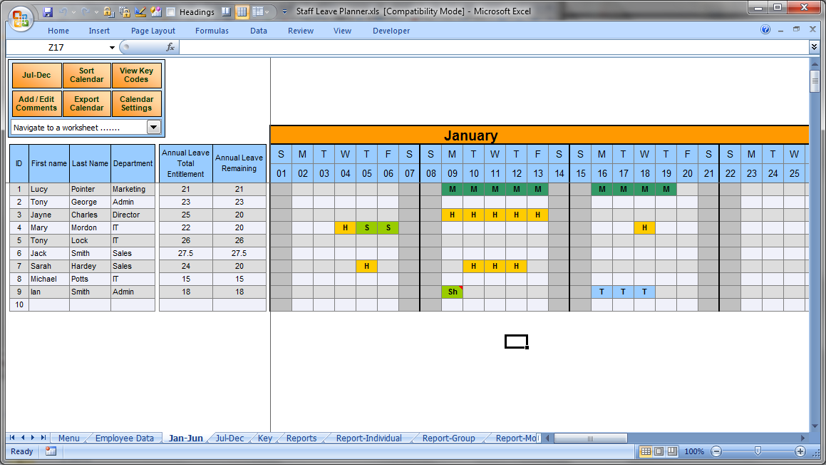 Holiday Chart Excel Template