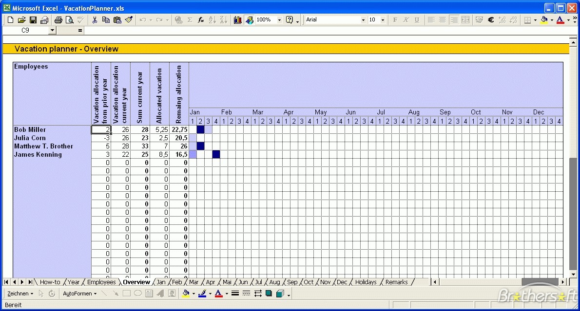 Staff Holiday Chart