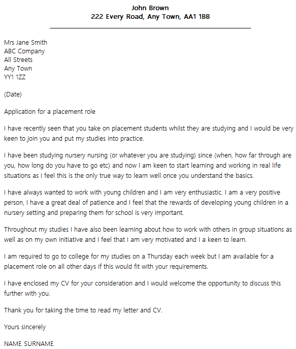 Awesome Student Placement Cover Letter 34 With Additional Cover 
