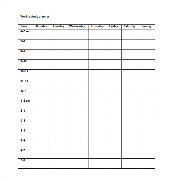 Study Schedule Template – 7+ Free Word, Excel, PDF Format Download 