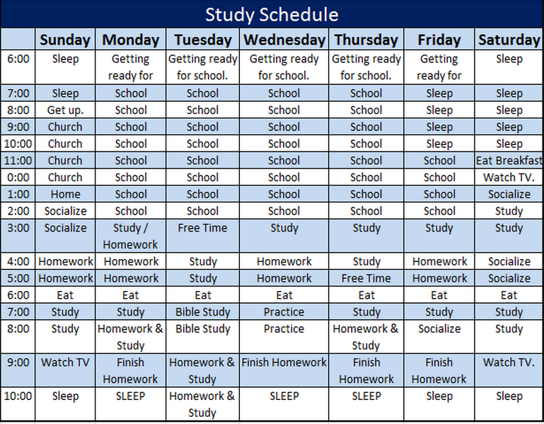 Study Schedule Template – 5 Free Templates | Schedule Templates