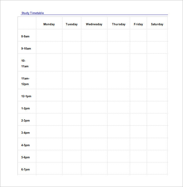 Study Schedule Template – 7+ Free Word, Excel, PDF Format Download 