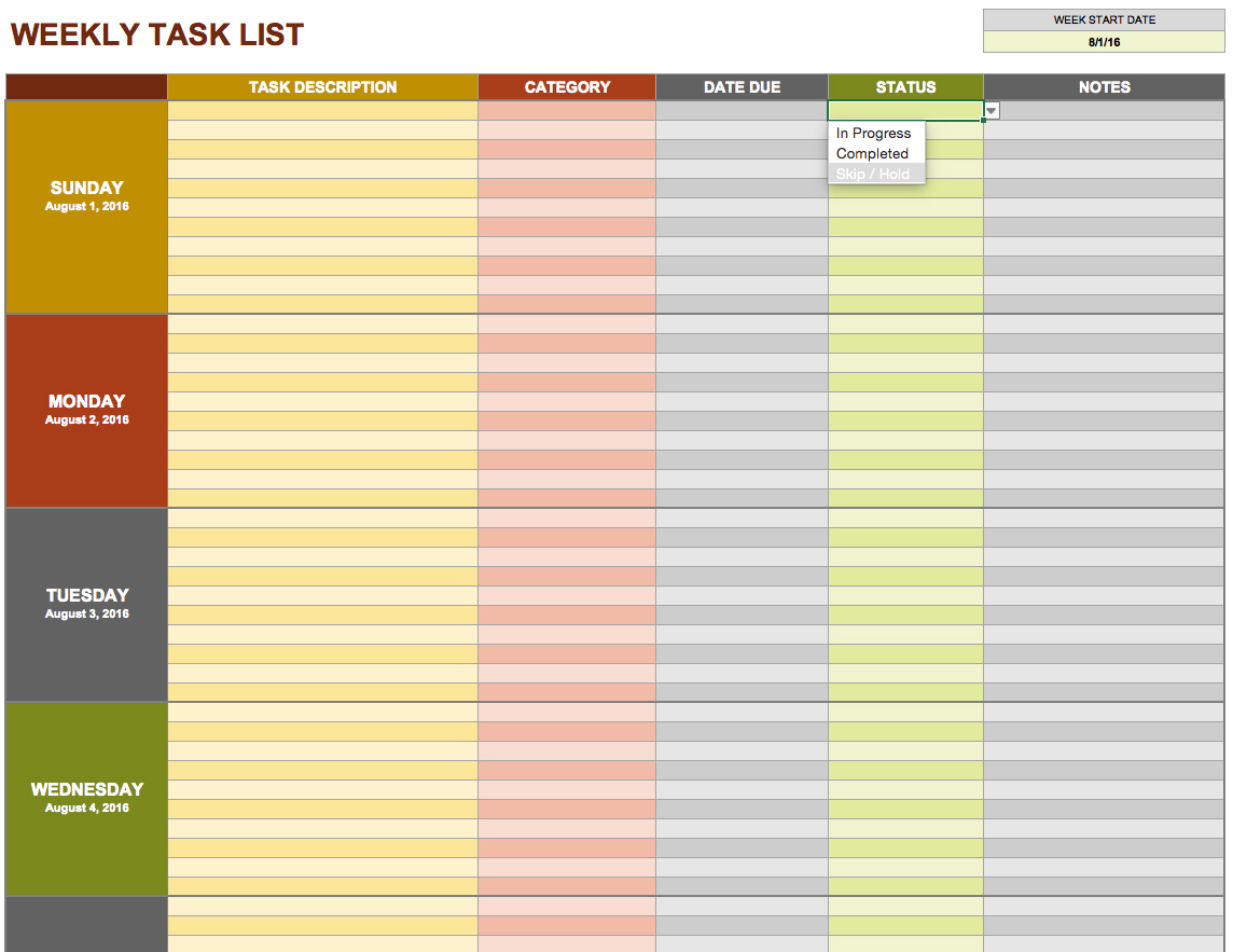 15 Free Task List Templates Smartsheet