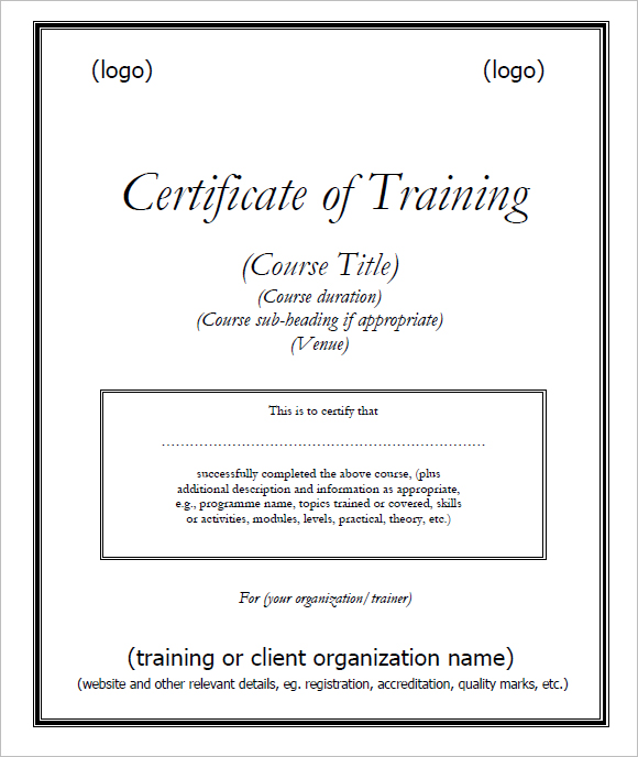 6 Free Training Certificate Templates Excel PDF Formats