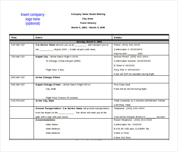 13+ Itinerary Templates Free Microsoft Word Documents Download 13+ Itinerary Templates Free Microsoft Word Documents Download