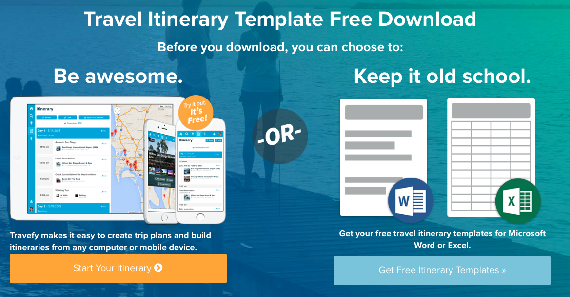 travel itinerary template for word