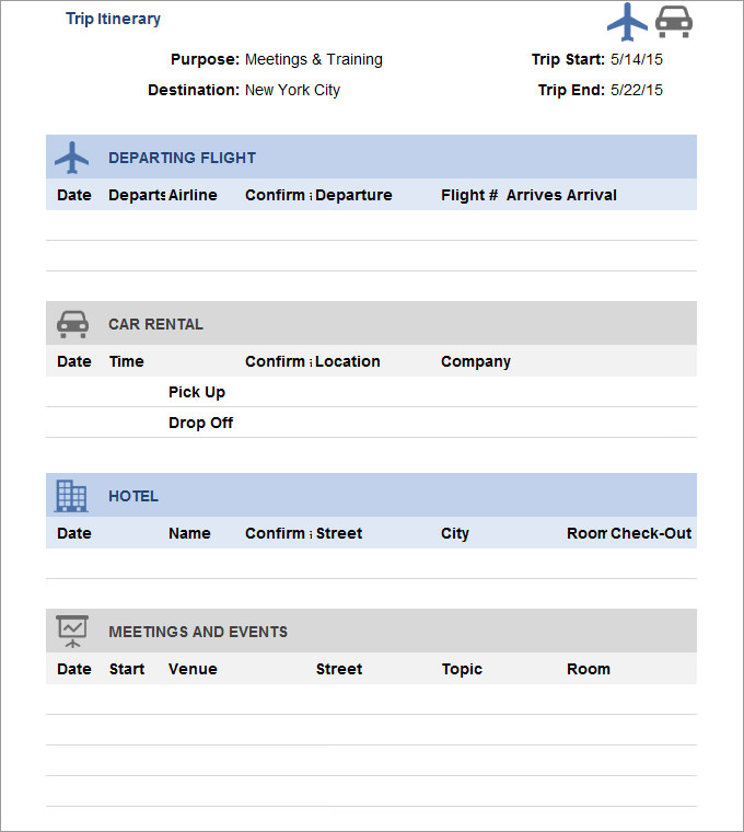 Trip Itinerary Template 20+ Free Word, Excel Documents Download 