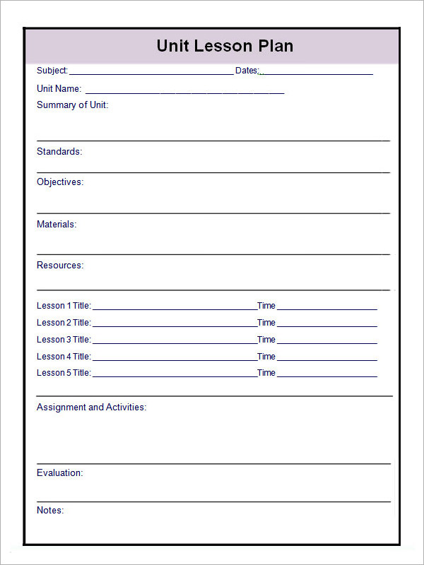 Unit Plan Template 11+ Download Documents in PDF , Word