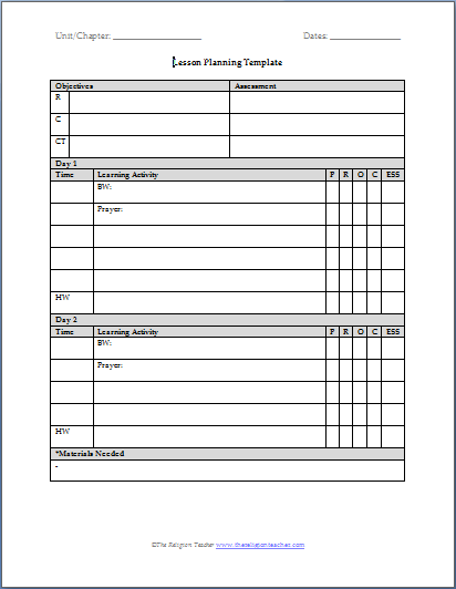 Art Lesson Plan Templates