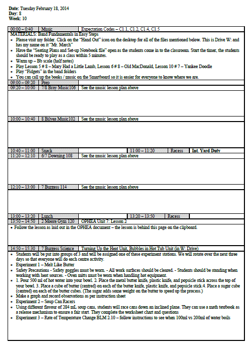 A Day Plan Template to Use for Your Lessons Silent Cacophony