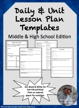 Lesson & Unit Plan Templates for Middle or High School | TpT