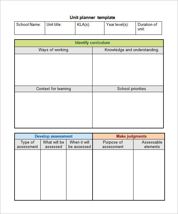 Unit Plan Template 11+ Download Documents in PDF , Word