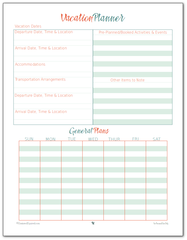 vacation planner template | Excel Templates | Pinterest | Planner vacation planner template | Excel Templates | Pinterest | Planner