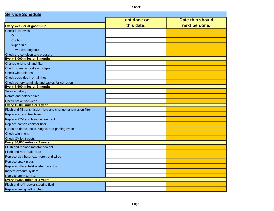 Vehicle Maintenance Schedule Template – 8+ Free Word, Excel, PDF 