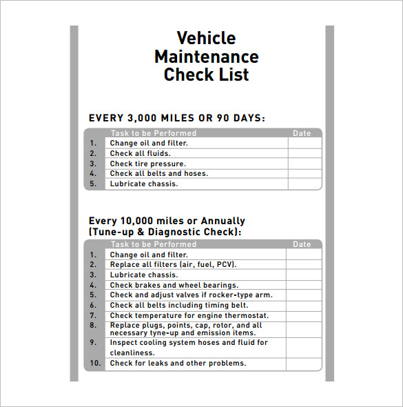 Vehicle Maintenance Schedule Template – 8+ Free Word, Excel, PDF 