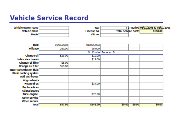 Free Vehicle Maintenance Log Template for Excel Free Vehicle Maintenance Log Template for Excel