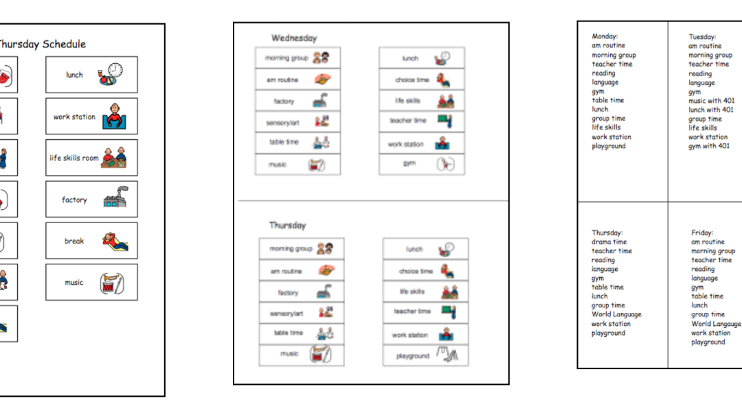 visual schedule for autistic children | Example Daily School 