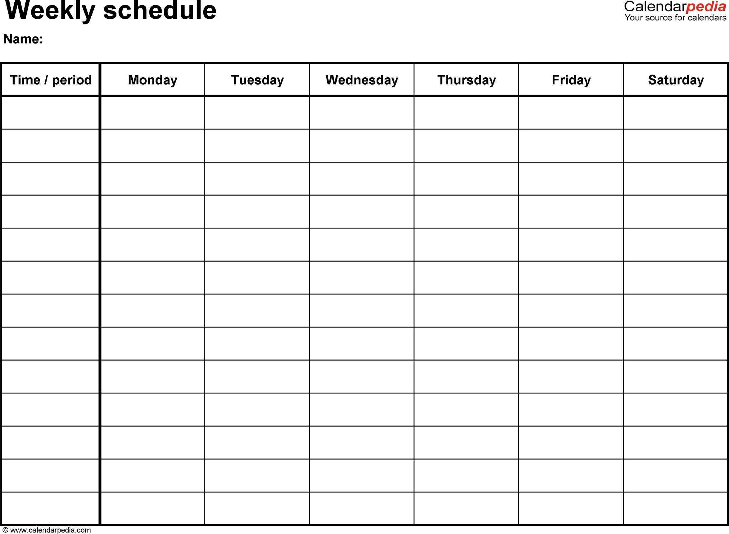 Weekly Class Schedule Template for Excel