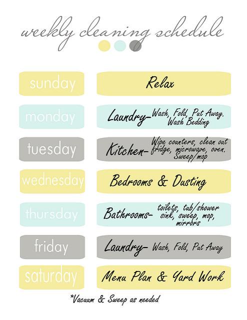 My Quirky Weekly Cleaning Chart: Free Printable First Home Love Life