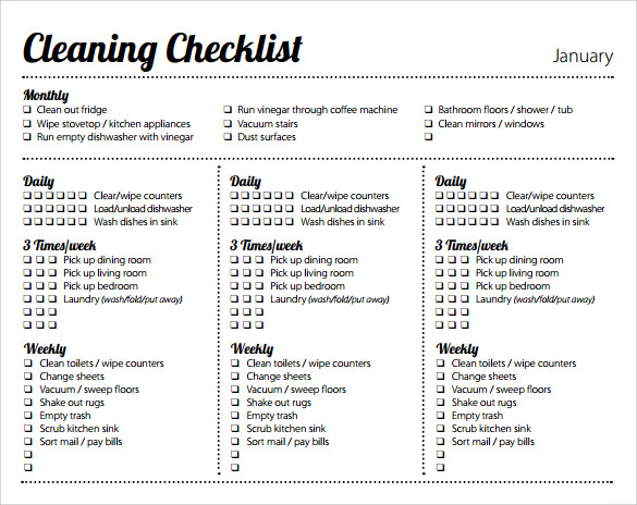 Weekly Cleaning Schedule