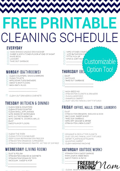 Weekly Cleaning Schedule Blooming Homestead