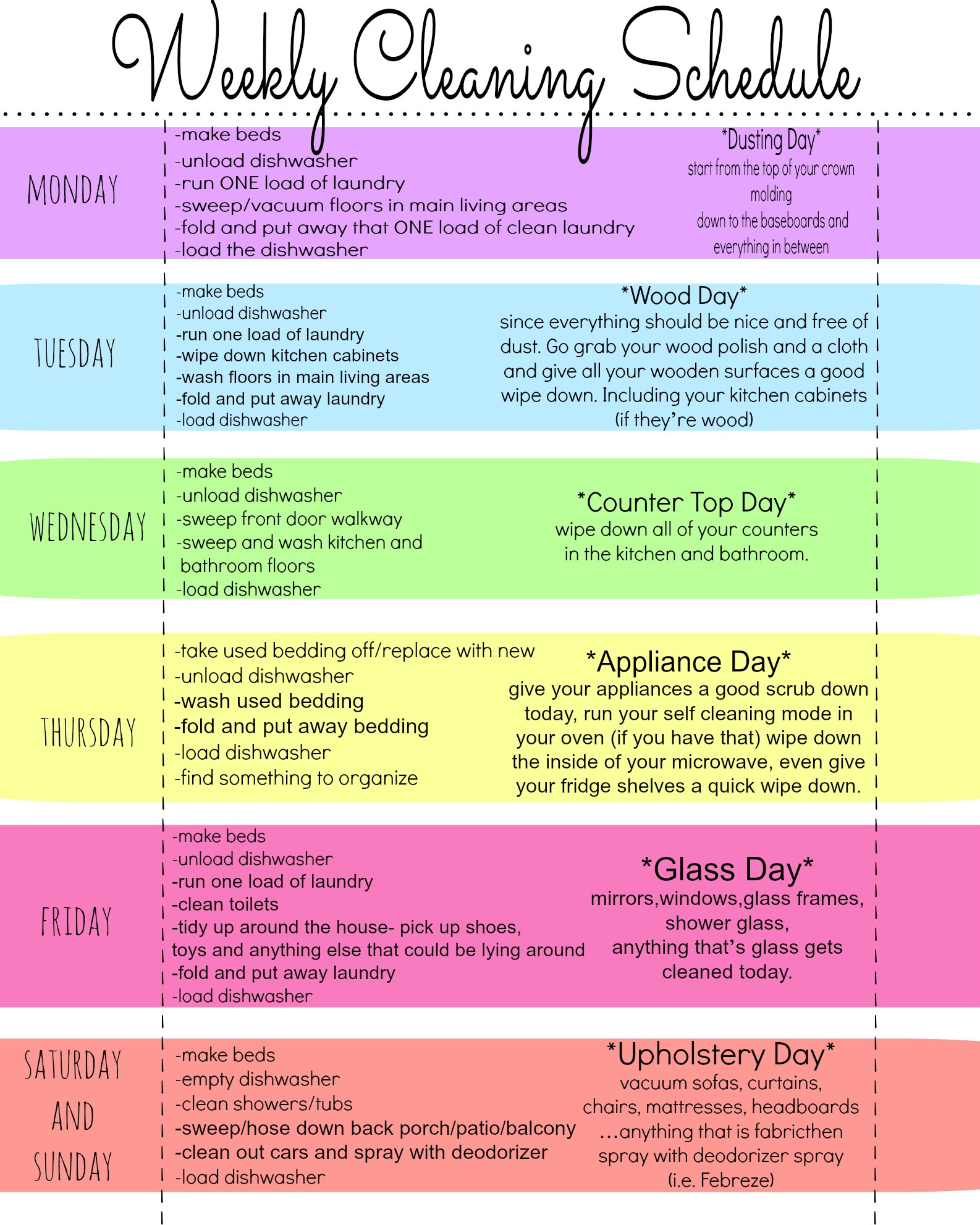 Daily Cleaning Printable Free